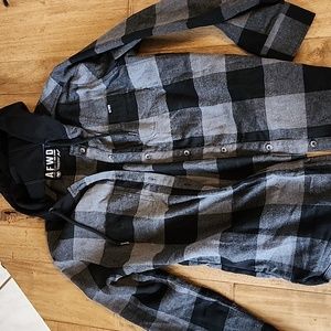 ALPHA Forward flannel hoodie